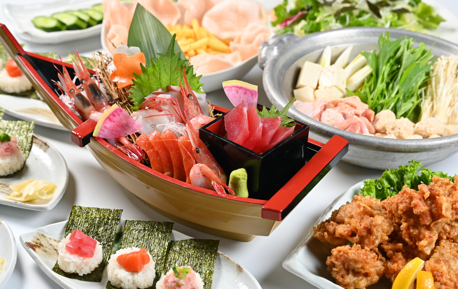 牛もつ鍋と船盛５点刺身宴会